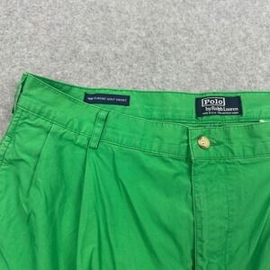 Vintage USA Polo Ralph Lauren Golf Shorts Classic Fit Pleated Green Mens Size 32